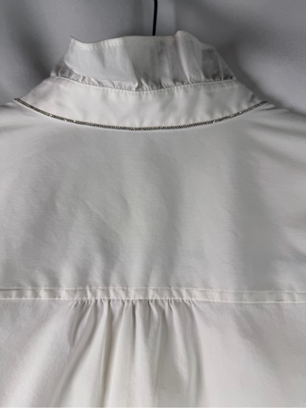 Lafayette 148 White Ruffle Collar Button Down Tunic Shirt M - Picture 6 of 6